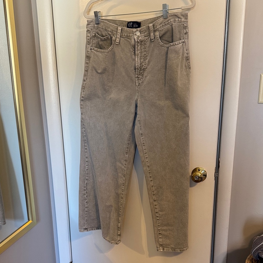 GAP Classic Green/Gray Wide Leg High Rise Jeans size 12 Short